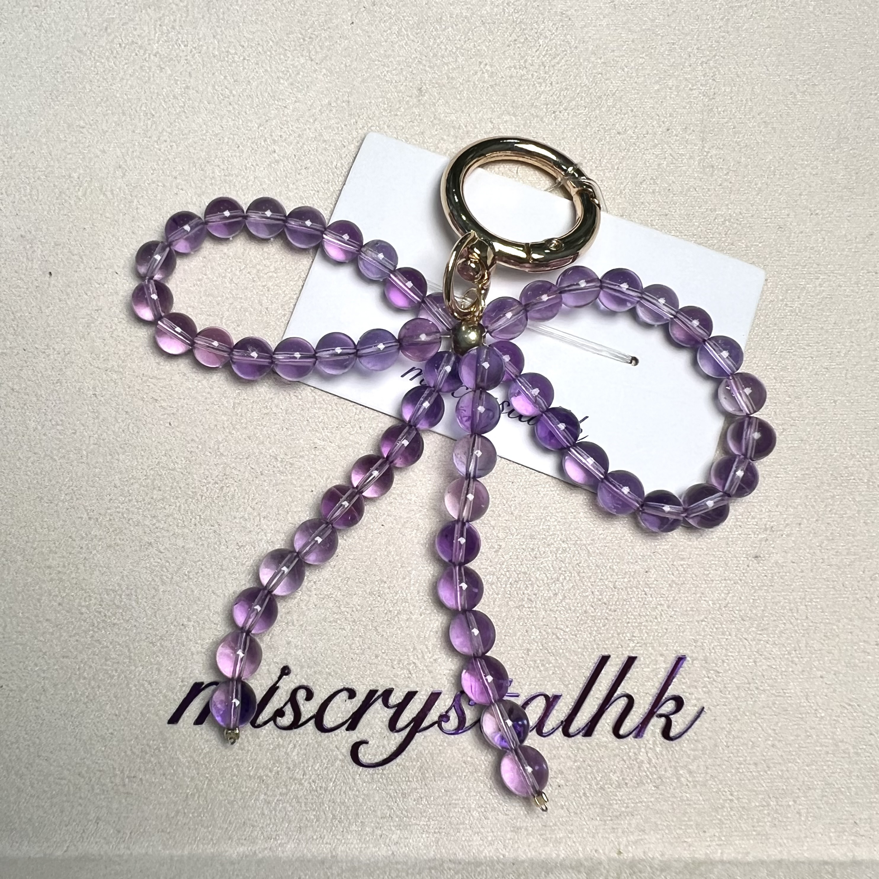 紫水晶蝴蝶結掛飾 #A469