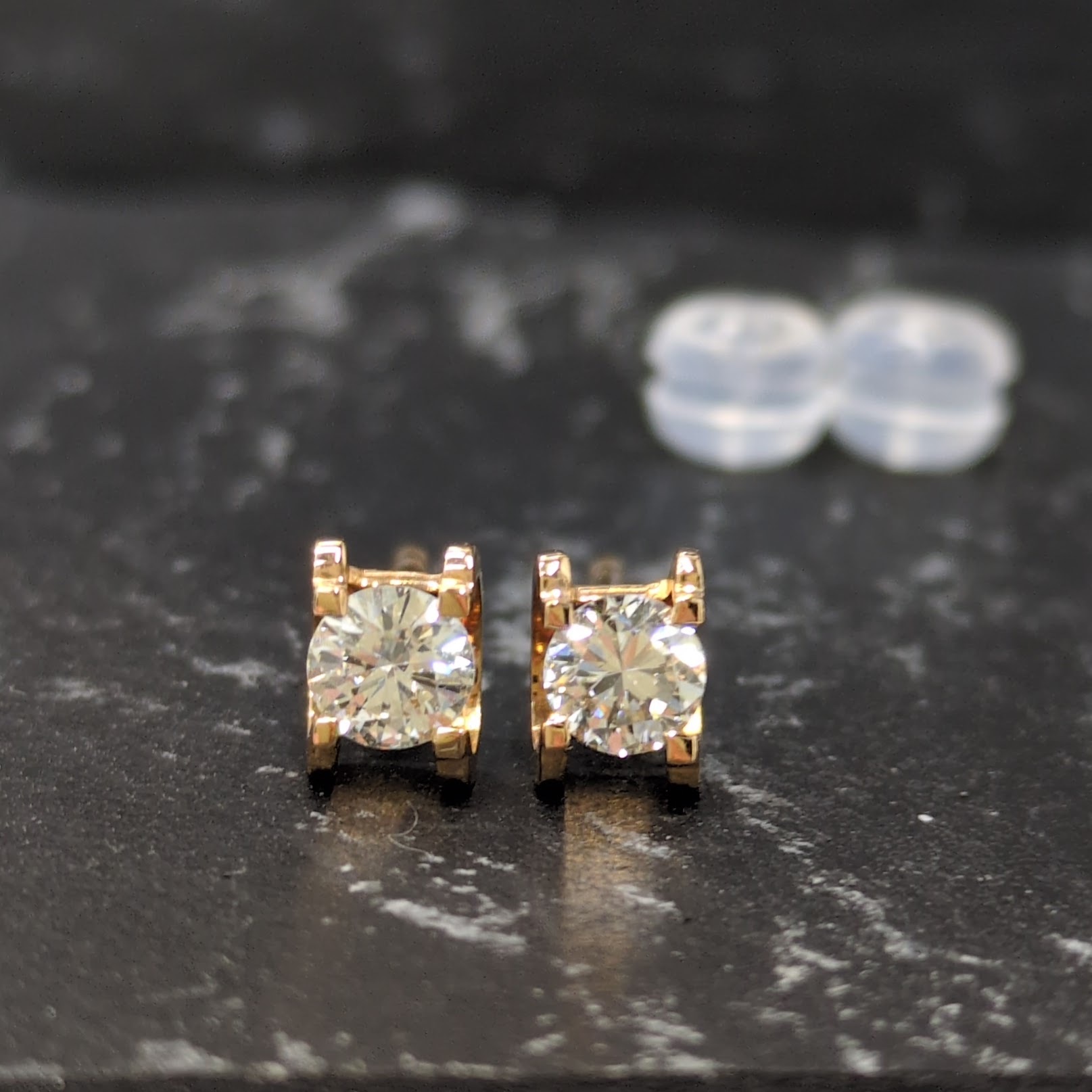 全新18K玫瑰金【主石40份鑽石】耳環