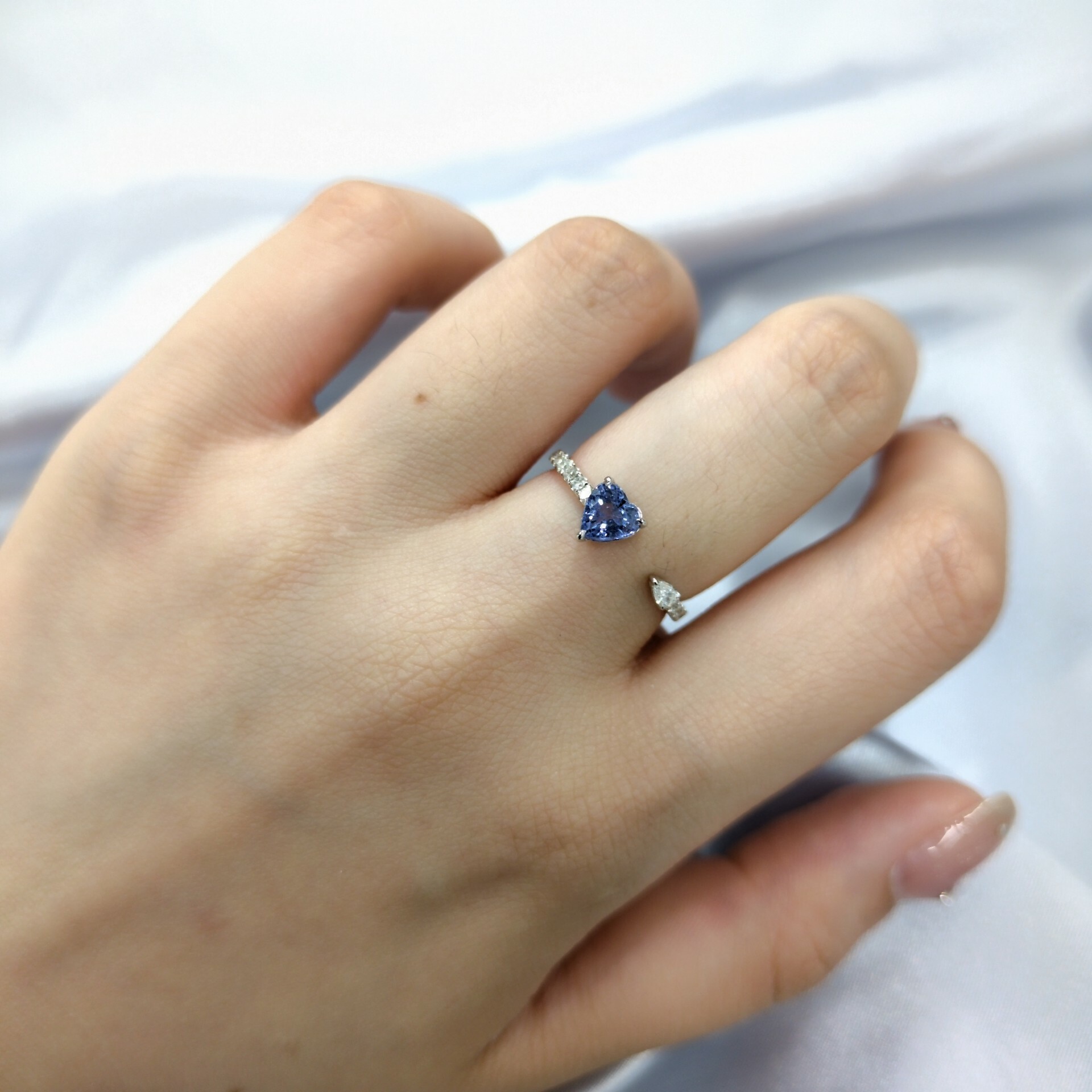 18K White Gold 0.63ct Sapphire and Diamond Ring