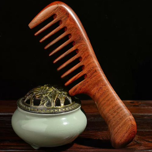 熱推金絲檀木寬齒梳 