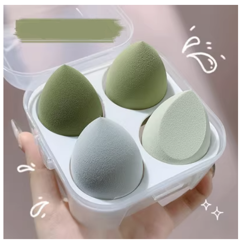 熱推4只裝美妝蛋氣墊乾溼兩用(牛油果綠)