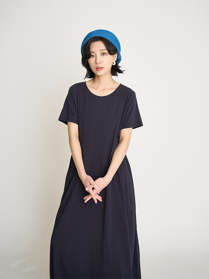 時間種子剪接長洋裝-藍莓