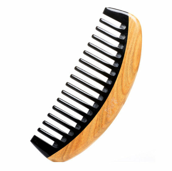 Hotly recommended green sandalwood and black horn mortise and tenon comb