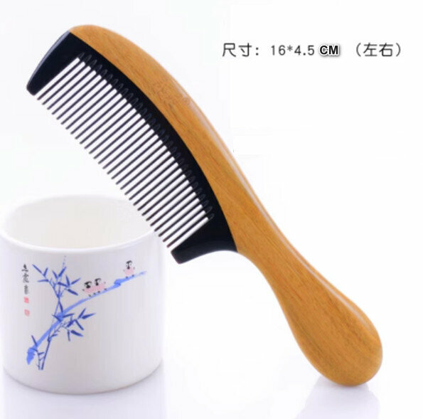 Hotly recommended green sandalwood horn comb [round handle style]