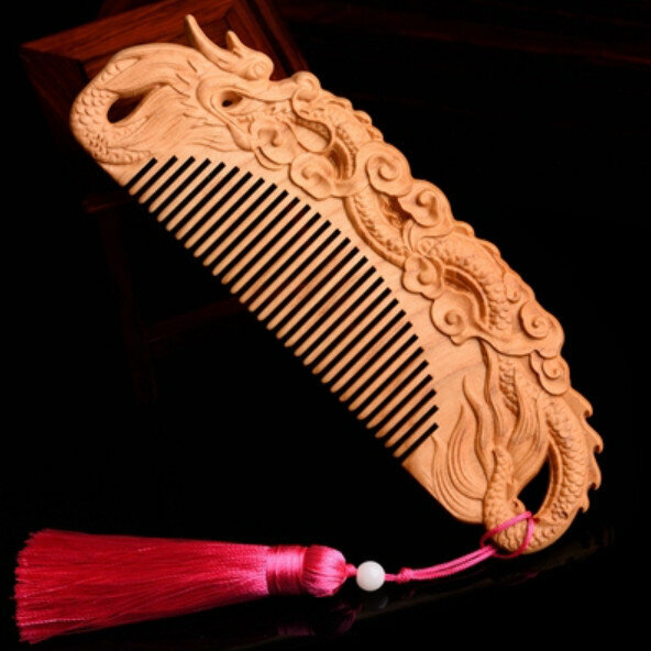 Popular peach wood carved wood comb