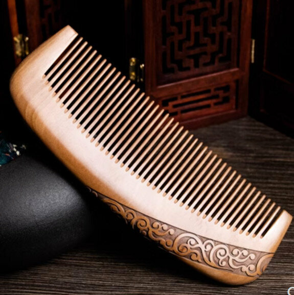 Hotly recommended old peach wood carved wood comb