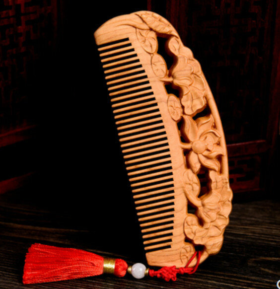 Hotly recommended old peach wood carved wood comb