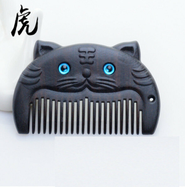 Popular ebony carved wood comb [Tiger]