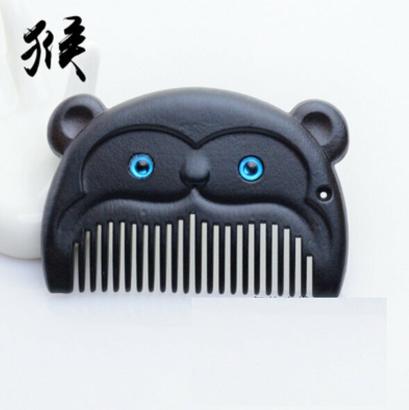 Popular ebony carved wood comb [Monkey]