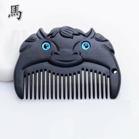 Popular ebony carved wood comb [Horse]