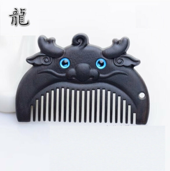 Popular ebony carved wood comb [Dragon]