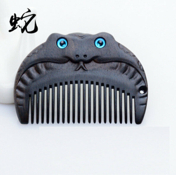 Popular ebony carved wood comb [Snake]