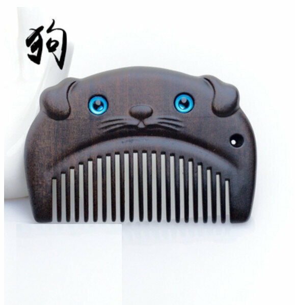 Popular ebony carved wood comb [dog]