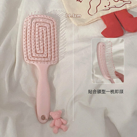 New household hollow rib comb (pink)