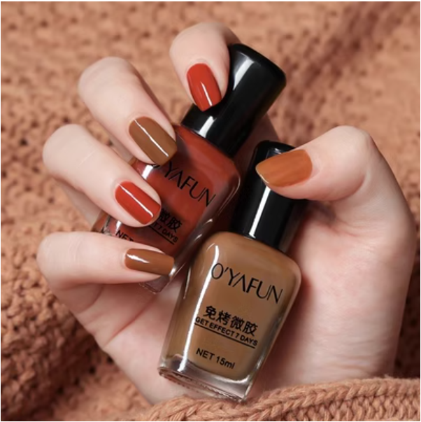 New nail polish (46# latte + 49# brick red [2 pieces])