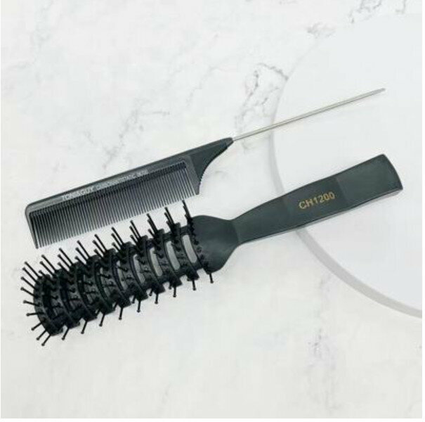 New hairdressing carbon steel comb (rib comb + steel needle tip tail comb)
