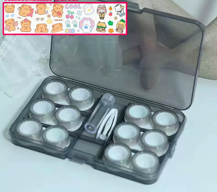 Hot selling multi-pair contact lens case (Specification: cm012 [grey 6 pairs] free stickers)