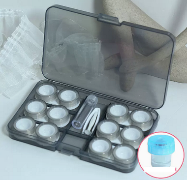Hot selling multi-pair contact lens case (Specification: cm012 [grey 6 pairs] comes with stickers + cleaner)