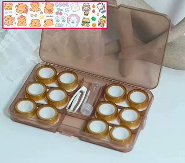 Hot selling multi-pair contact lens case (Specification: cm012 [brown 6 pairs] free stickers)
