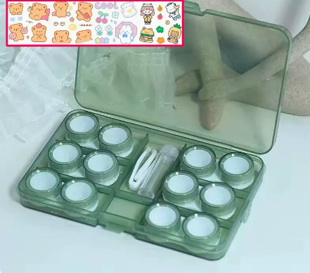 Hot selling multi-pair contact lens case (Specification: cm012 [green 6 pairs] free stickers)