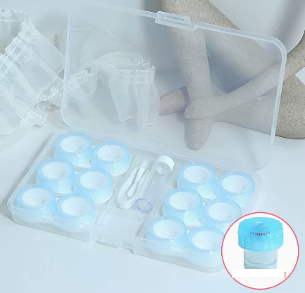 Hot selling multi-pair contact lens case (Specification: cm012 [blue 6 pairs] comes with stickers + cleaner)