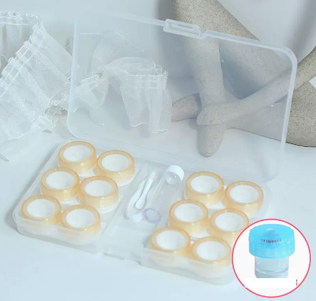Hot selling multi-pair contact lens case (Specification: cm012 [orange 6 pairs] comes with stickers + cleaner)