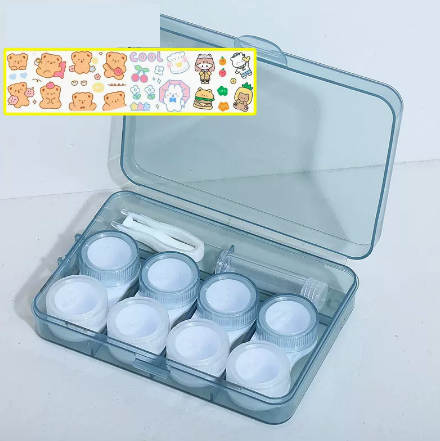Hot selling multi-pair contact lens case (Specification: hq5 [Yuanfeng Blue 4 pairs] comes with stickers)