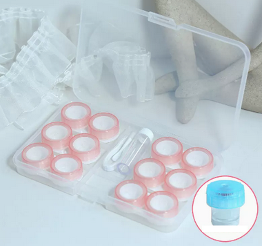 Hot selling multi-pair contact lens case (Specification: cm012 [pink 6 pairs] comes with stickers + cleaner)