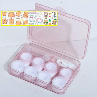 Hot selling multi-pair contact lens case (Specification: hq5 [Sakura Pink 4 pairs] comes with stickers)