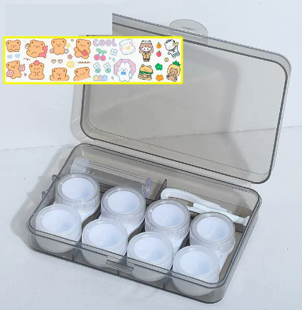 Hot selling multi-pair contact lens case (Specification: hq5 [light luxury gray 4 pairs] free stickers)