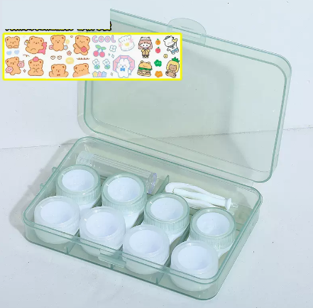 Hot selling multi-pair contact lens case (specification: hq5 [emerald green 4 pairs] free stickers)
