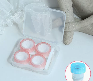 Hot selling multi-pair contact lens case (Specification: cm012 [pink 2 pairs] comes with stickers + cleaner)