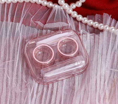 Hot selling contact lens case without lid and no twist lid (Specification: [Transparent Pink] 1 piece)