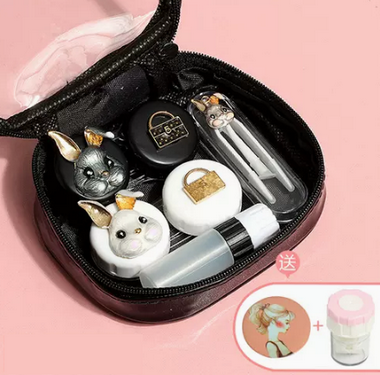 Hot Selling Contact Lens Dual Companion Box (Specification: Rabbit Style [Free Cleaner + Portable Mirror])