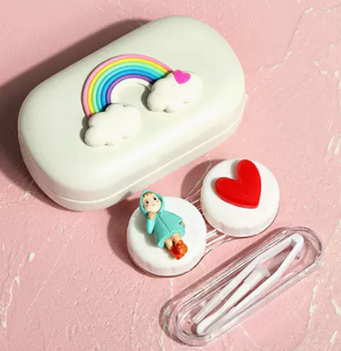 Hot Selling Contact Lens Dual Companion Box (Specifications: Raincoat Animation [Free Cleaner + Portable Mirror])
