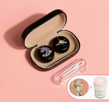 Hot Selling Contact Lens Dual Companion Box (Specification: Black Box Starfish Unicorn [Free Cleaner + Portable Mirror])