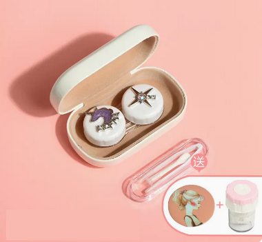 Hot Selling Contact Lens Dual Companion Box (Specifications: White Box Starfish Unicorn [Free Cleaner + Portable Mirror])