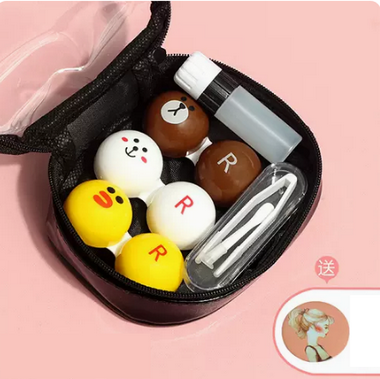 Hot-selling contact lens double companion box (specifications: bear, chicken and rabbit style [special price only comes with portable lens])