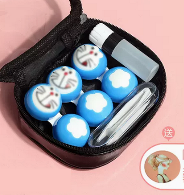 Hot-selling contact lens double companion box (specifications: little blue cat model [special price only comes with a portable lens])