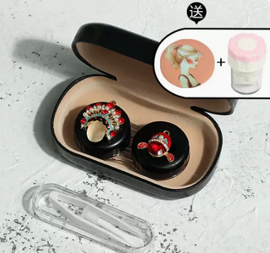 Hot-selling contact lens double companion box (specifications: Journey to the West - black box model + free cleaner + portable mirror)