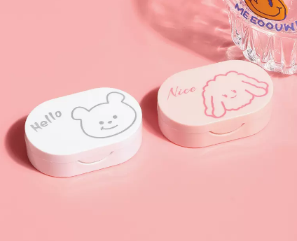 Hot Selling Contact Lens Care Storage Box Contact Lens Case (Specification: Cartoon [White Bear + Pink Teddy])