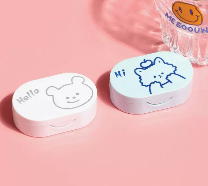 Hot Selling Contact Lens Care Storage Box Contact Lens Case (Specification: Cartoon [White Bear + Blue Fox])