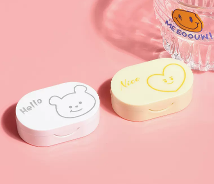 Hot Selling Contact Lens Care Storage Box Contact Lens Case (Specification: Cartoon [White Bear + Yellow Heart])