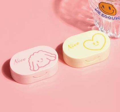 Hot Selling Contact Lens Care Storage Box Contact Lens Case (Specification: Cartoon [Pink Teddy + Yellow Heart])