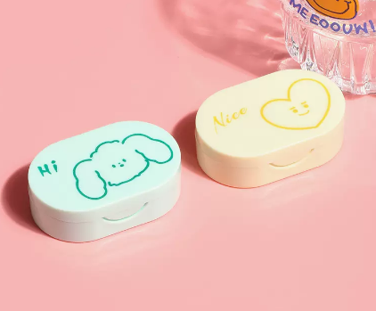 Hot Selling Contact Lens Care Storage Box Contact Lens Case (Specification: Cartoon [Green Puppy + Yellow Heart])