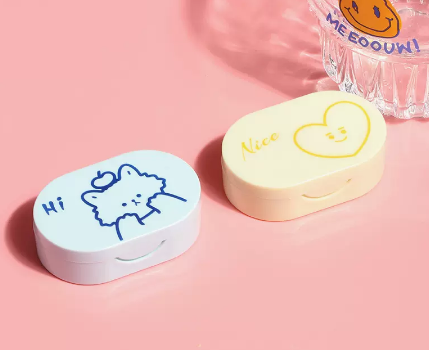 Hot Selling Contact Lens Care Storage Box Contact Lens Case (Specification: Cartoon Cartoon [Blue Fox + Yellow Heart])