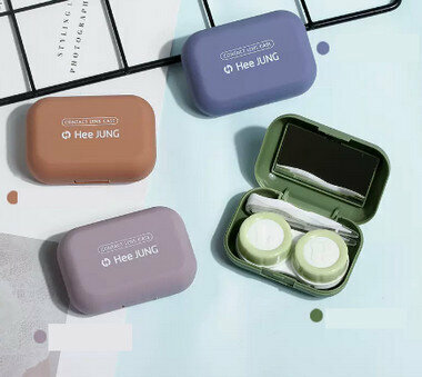 Hot selling simple frosted contact lens case, myopia contact lens case (specifications: silicone surface-[3 pairs, color remarks, no remarks, random delivery])
