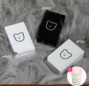 Hot selling simple frosted contact lens case myopia contact lens case (Specification: Bear-[Full set of 3 pairs])