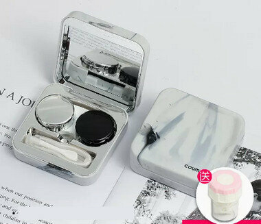 Hot selling contact lens case, high-end portable contact lens case (specifications: marble pattern [free manual cleaner])