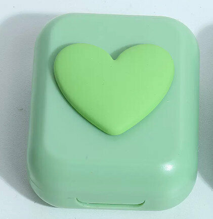 Hot selling compact and portable color contact lens three-dimensional love contact lens case for myopia (specification: as363 [green] 1 piece)